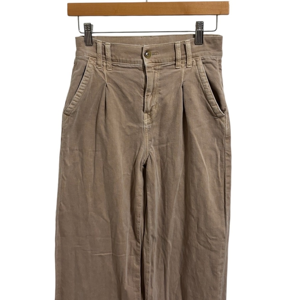 American Eagle Wide Leg Pants Khaki Pleated High Rise Boho Utility Preppy 00 - Picture 8 of 11